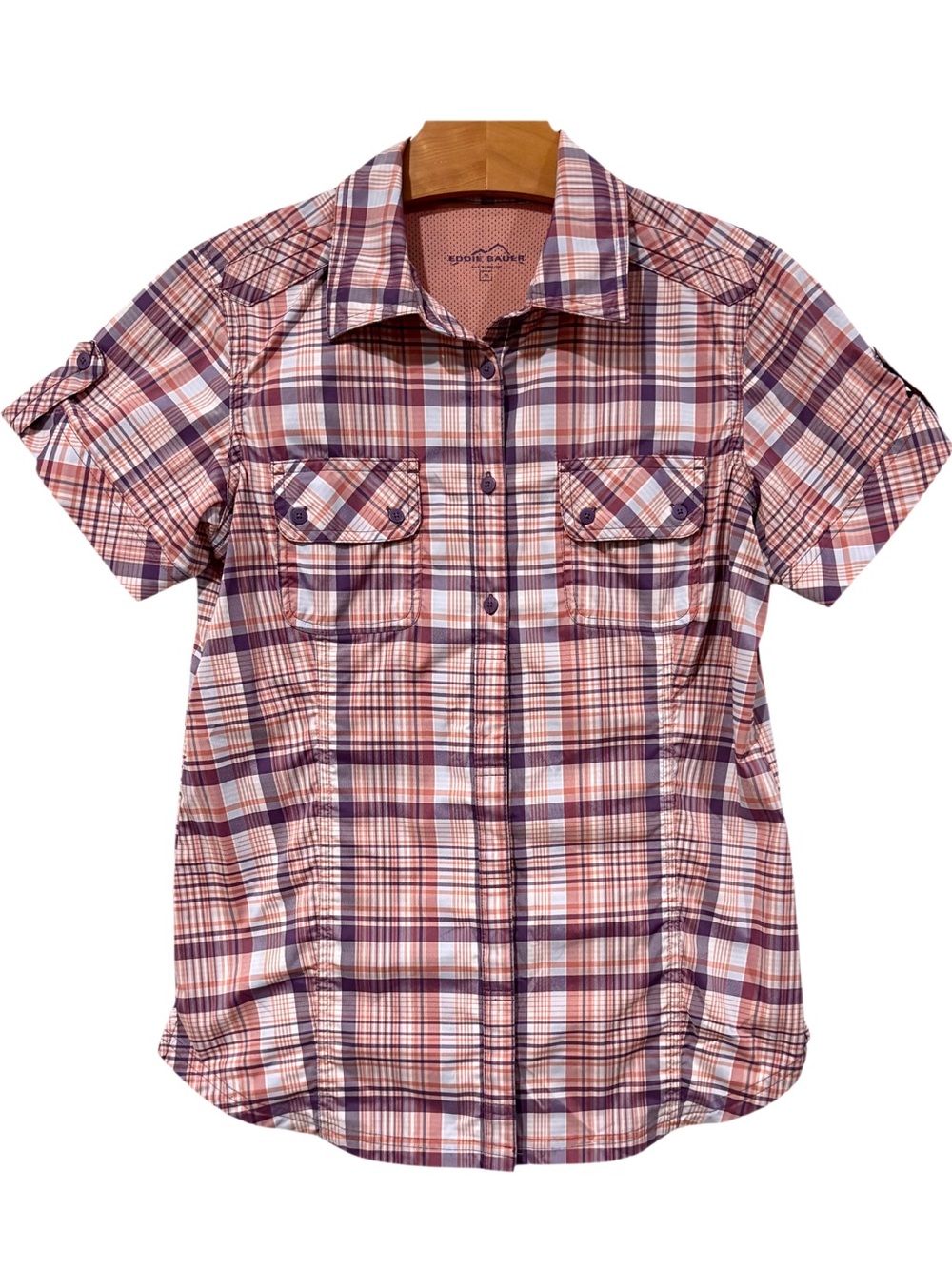 Eddie Bauer Plaid Short Sleeve Button Down Shirt M